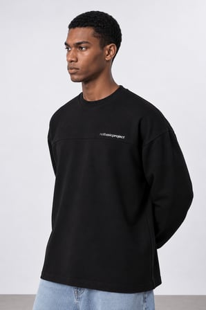 Erkek notbasicproject Oversize Long Sleeve Siyah