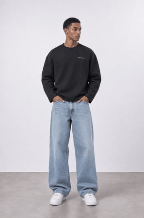 Erkek notbasicproject Oversize Long Sleeve Siyah