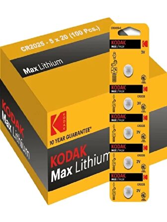 Kodak 100 Adet Cr2025 Lityum Para Pil