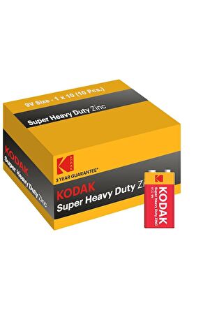 Kodak 10 Adet Çinko Karbon Shrink 9 Volt Pil