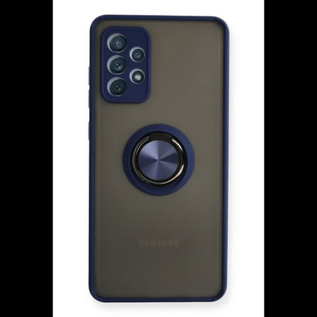 Samsung Galaxy A72 Kılıf Montreal Yüzüklü Silikon Kapak - Lacivert