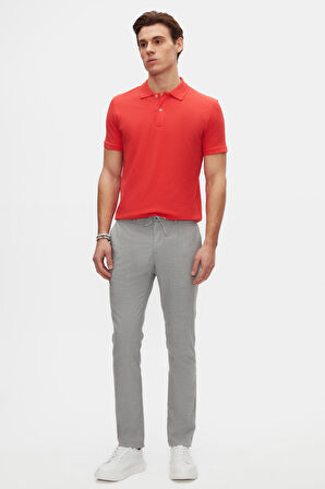 Ds Damat Slim Fit Gri Beli Lastikli Bağcıklı Fermuarlı Likralı Rahat Jogger Pantolon 2HC03ORTJGR01 2HC03ORTJGR01