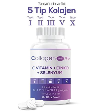 RC Collagen Life Pro C Vitamin Çinko Selenyum 500 mg 90 Tablet