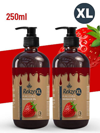 Rekze Masaj Yagı Erotik 2 Adet Çilek Büyük Boy Yenilir Afrodizyak Vucut Masaj Yağı 250 Ml