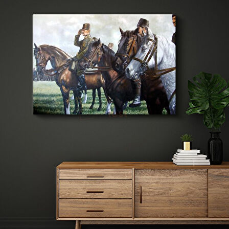 Atatürk ve Atlı Birlikler - Askeri Tören Kanvas Tablo