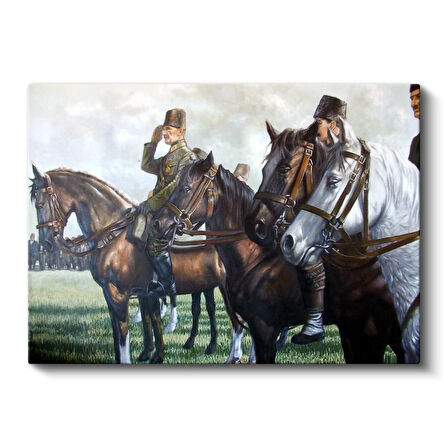 Atatürk ve Atlı Birlikler - Askeri Tören Kanvas Tablo