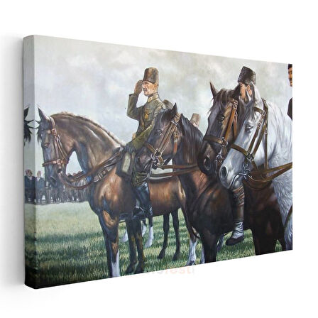 Atatürk ve Atlı Birlikler - Askeri Tören Kanvas Tablo