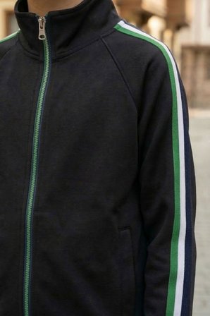 Unisex Çocuk Dik Yaka Üç Şeritli Şardonlu Dalgıç Eşofman Takımı