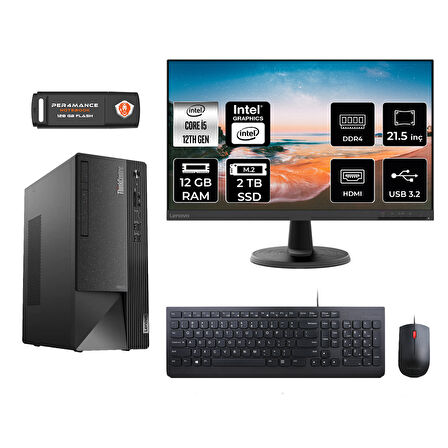 LENOVO Neo 50T M0BJTXD009 i5 12400 12GB RAM 2TB SSD 21.5" FDOS MASAÜSTÜ PC