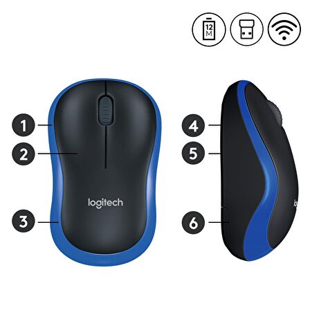 LOGITECH M185 NANO MOUSE KABLOSUZ BLUE 910-002236