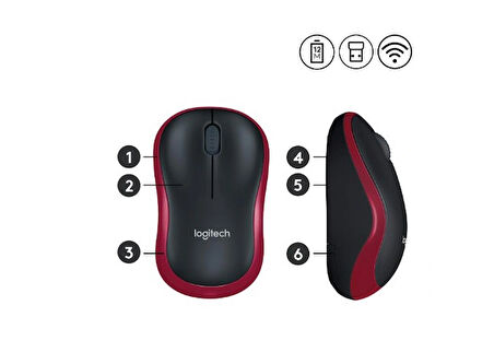 LOGITECH M185 USB ALICILI KOMPAKT KABLOSUZ MOUSE-KIRMIZI 910-002237