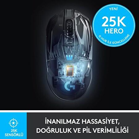 Logitech G G903 LIGHTSPEED HERO 25K Sensörlü RGB Kablosuz Oyuncu Mouse - Siyah