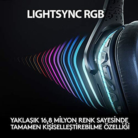 Logitech G G935 Kablosuz 7.1 Surround LIGHTSYNC Oyuncu Kulaklığı, PRO-G 50 mm Sürücüler, DTS Headphone:X 2.0, 12 Saat Pil Ömrü, 6 mm Katlanabilir LED Mikrofon, Siyah OUTLET