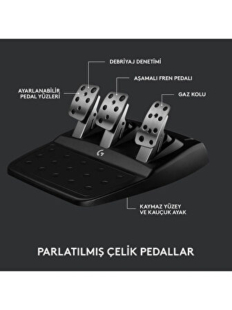 Outlet Logitech G G923 PS5, PS4 ve PC ile Uyumlu Yarış Direksiyonu ve Pedalları - Siyah