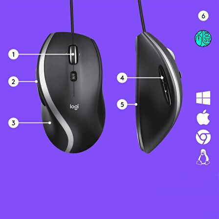 LOGİTECH M500S GELİŞMİŞ KABLOLU MOUSE - SİYAH 910-005784