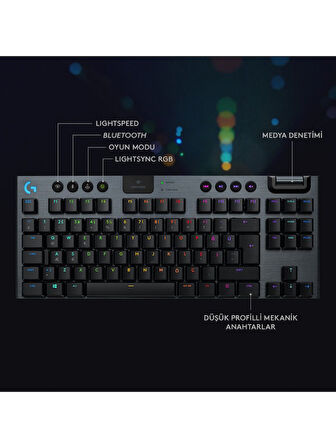 Logitech G G915 TKL LIGHTSPEED RGB İngilizce Q Kablosuz Mekanik Oyuncu Klavyesi OUTLET