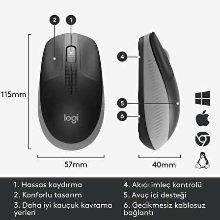 Logitech M191 910-005922 Gri Optik Kablosuz Mouse - outlet