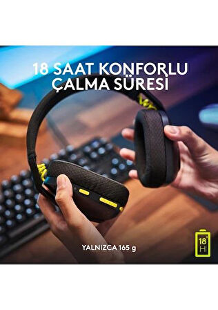 Logitech G435 Lightspeed Siyah Kablosuz Mikrofonlu Kulak Üstü Oyuncu Kulaklığı - Teşhir