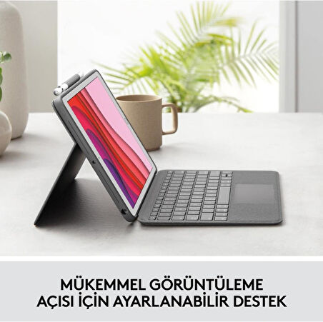 LOGITECH COMBO TOUCH DOKUNMATİK PANELLİ KLAVYELİ KILIF GRİ IPAD PRO 12.9 INC 5. GEN. 920-010186 - Teşhir