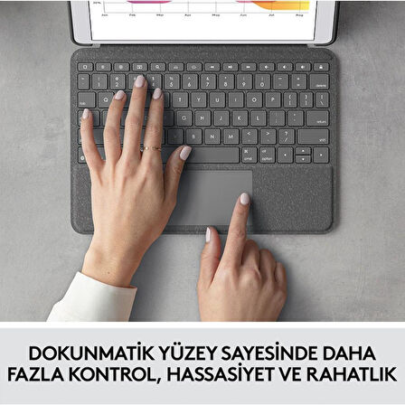LOGITECH COMBO TOUCH DOKUNMATİK PANELLİ KLAVYELİ KILIF GRİ IPAD PRO 12.9 INC 5. GEN. 920-010186 - Teşhir