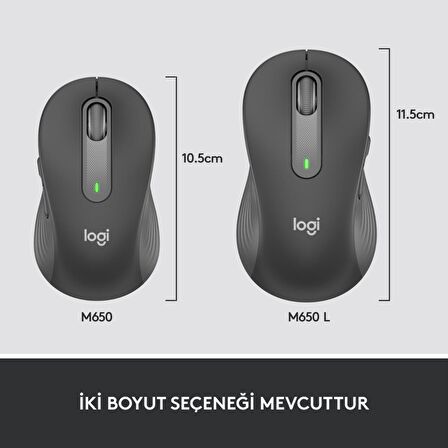 LOGİTECH M650 L SİGNATURE KABLOSUZ TAM BOYUTLU MOUSE SİYAH 910-006236