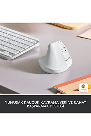 Logitech Lift Sessiz Kablosuz Ergonomik Dikey Mouse - Beyaz