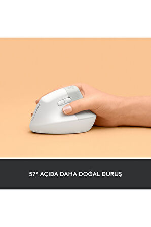 Logitech Lift Sessiz Kablosuz Ergonomik Dikey Mouse - Beyaz