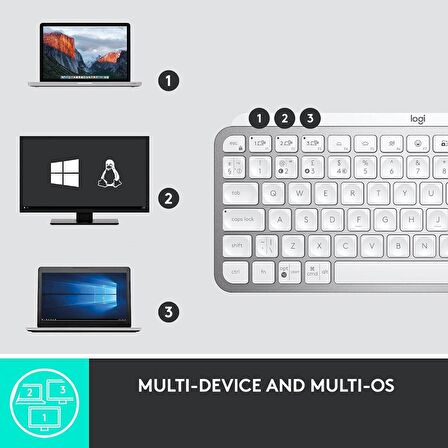 Logitech MX Keys Mini Aydınlatmalı, Bolt Alıcılı, Şarj Edilebilir, Açık Gri, Kablosuz Klavye İngilizce