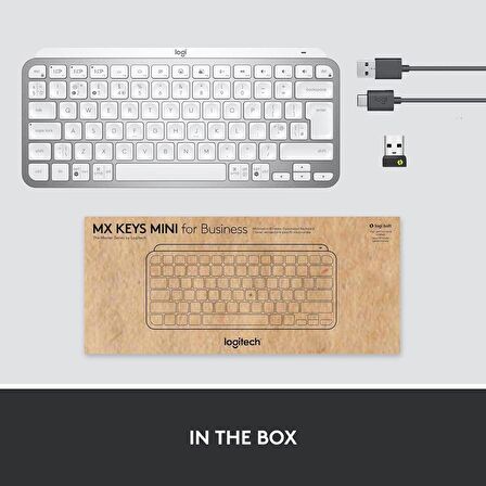 Logitech MX Keys Mini Aydınlatmalı, Bolt Alıcılı, Şarj Edilebilir, Açık Gri, Kablosuz Klavye İngilizce