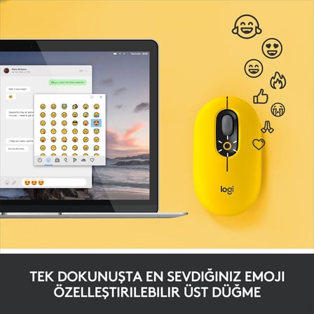 LOGITECH POP MOUSE WİTH EMOJİ BLAST YELLOW 910-006546
