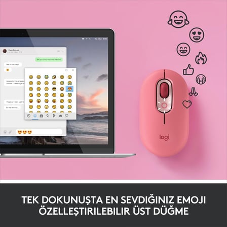 LOGITECH POP MOUSE WİTH EMOJİ HEARTBREAKER ROSE 910-006548