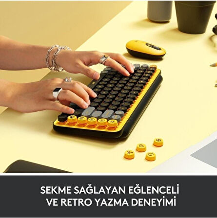 Logitech POP Keys Sarı Siyah Kablosuz Mekanik Klavye - outlet