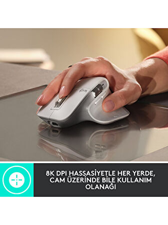 Logitech MX Master 3S Performans 8.000 DPI Optik Sensörlü Sessiz Kablosuz Mouse - Beyaz OUTLET