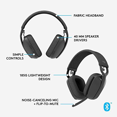 Logitech Zone Vıbe 100 Kablosuz Kulaklık-Grafite 981-001213