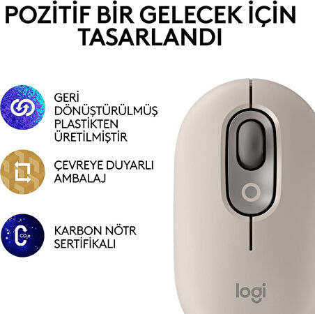 Logitech POP Emoji 910-006651 Bej Sessiz Optik Kablosuz Mouse - Teşhir