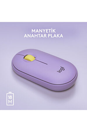 Logitech M350 Pebble Sessiz Kablosuz Kompakt Mouse - Lila OUTLET