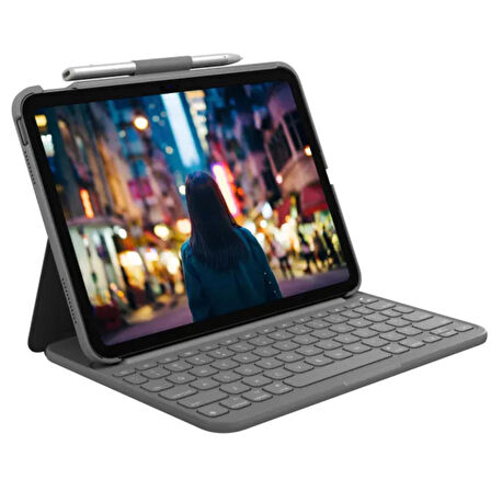 Logitech Slim Folio iPad 10.9" (10th Gen) Türkçe Q Oxford Grisi 920-011415 Tablet Kılıfı