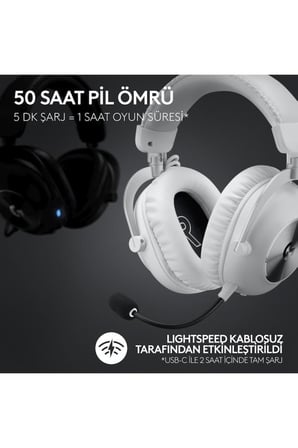 Logitech G Pro X 2 Lightspeed Beyaz 7.1 Kablolu/Kablosuz Kulak Üstü Oyuncu Kulaklığı Outlet
