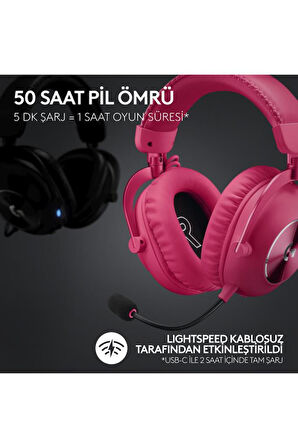 Logitech G Pro X 2 Lightspeed Pembe 7.1 Kablolu/Kablosuz Kulak Üstü Oyuncu Kulaklığı Teşhir