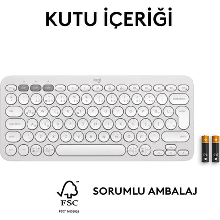 Logitech Pebble Keys 2 K380s Multi-Device Bluetooth Klavye - Beyaz 920-011860