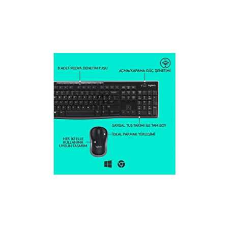Logitech MK270 Kablosuz İngilizce Q Klavye ve Mouse Seti