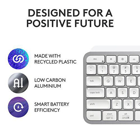 Logitech MX Keys S Aydınlatmalı Kablosuz İngilizce Q Klavye Beyaz