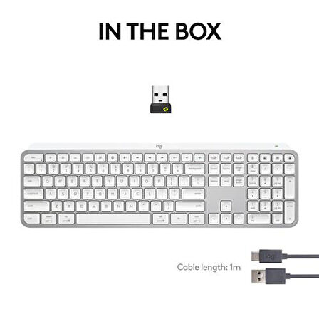 Logitech MX Keys S Aydınlatmalı Kablosuz İngilizce Q Klavye Beyaz