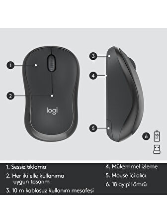 Logitech MK295 Kablosuz İngilizce Klavye Mouse Set Siyah