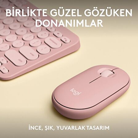 Logitech Pebble 2 Combo Çoklu Sessiz Kablosuz Türkçe Q Klavye Mouse Seti - Pembe 920-012247