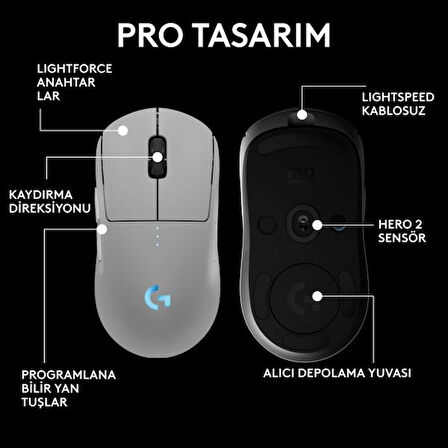 Logitech Pro 2 Lightspeed Kablosuz Beyaz Gaming Mouse (910-007303)