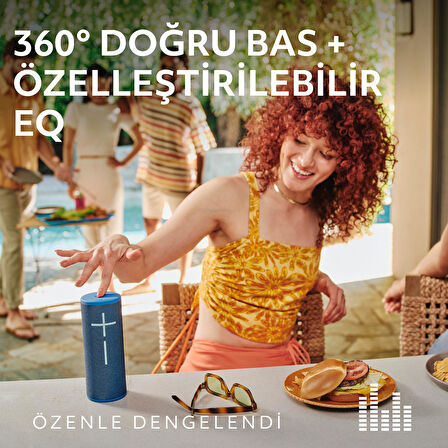 Ultimate Ears BOOM 4 Taşınabilir Su Geçirmez Bluetooth Hoparlör, 360 Derece, 15 Saatlik Pil Ömürlü - Mavi