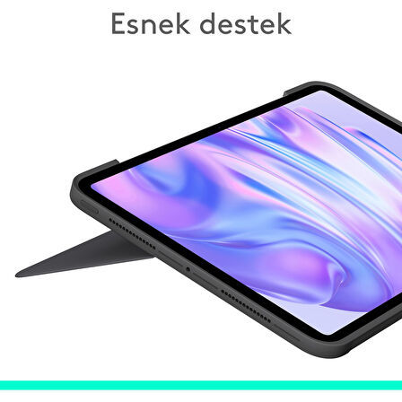 Logitech Combo Touch 11 inç iPad Pro M4 ile Uyumlu Türkçe Klavyeli Tablet Kılıfı - Gri