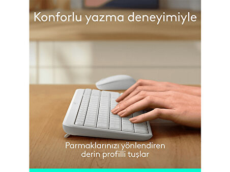 LOGITECH MK250 Kablosuz Bluetooth Kablosuz Klavye ve Mouse Seti Beyaz