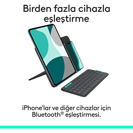 Logitech Flip Folio iPad Pro 13 inç (M4), iPad Air 13 inç (M2 ve M3) ile Uyumlu Türkçe Klavyeli Tablet Kılıfı, Siyah